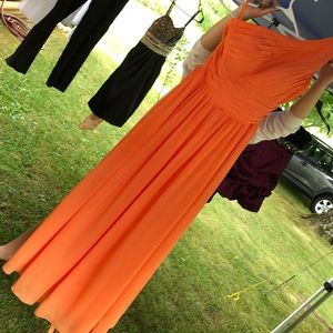 Orange Lace-up Chiffon Formal Gown